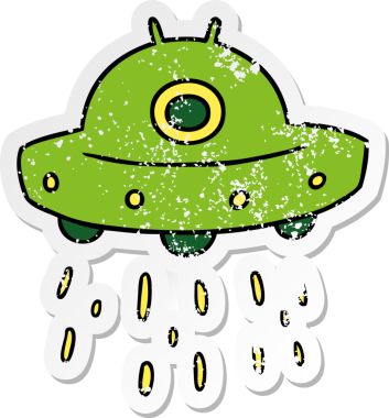 İnsan eliyle çizilmiş bir uzaylı gemisinin karalamaları.