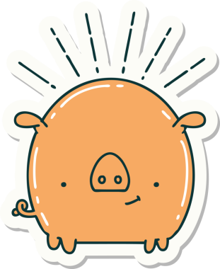 Bir insan tarafından çizilmiş dövme stili bir domuzun çıkartması.