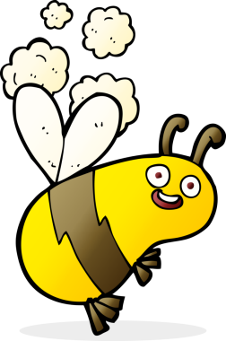 Bir insan tarafından çizilmiş komik çizgi film arısı.