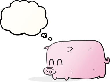 Bir insan tarafından çizilmiş serbest çizim balon çizgi film domuzu.