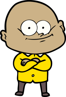 Bir insan tarafından çizilmiş kel bir adam.