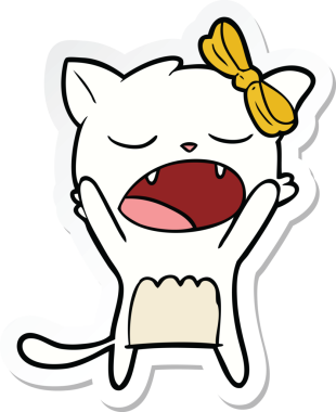 Bir insan tarafından miyavlanan çizgi film kedisinin çıkartması.