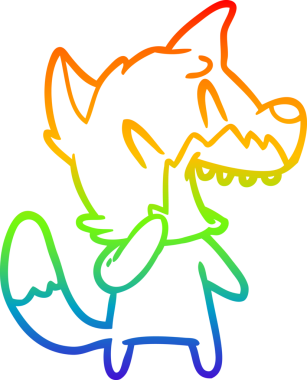 Bir insan tarafından çizilmiş gülen tilki çizgi filmi.