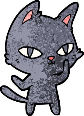 Bir insan tarafından çizilmiş çizgi film kedisi.