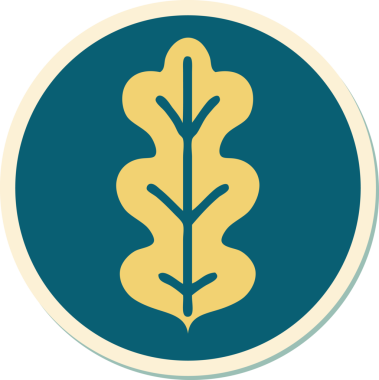 Bir insan tarafından çizilmiş geleneksel yaprak stili dövme çıkartması.