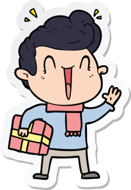 Bir insan tarafından çizilmiş heyecanlı bir adamın çıkartması.