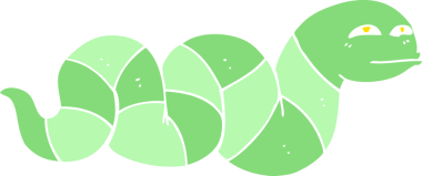 Bir insan tarafından çizilmiş bir yılanın düz renk çizimi