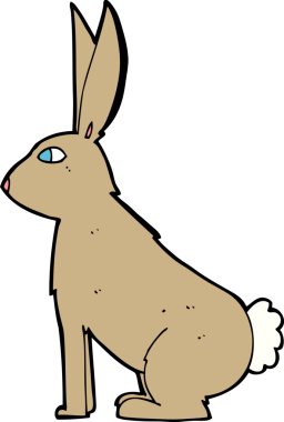 Bir insan tarafından çizilmiş çizgi film tavşanı