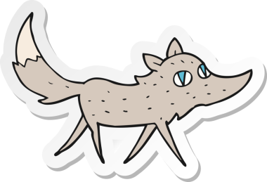 Bir insan tarafından çizilmiş küçük bir kurdun çıkartması.