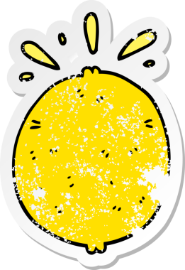 Bir insan tarafından çizilmiş karikatür limonunun sıkıntılı çıkartması