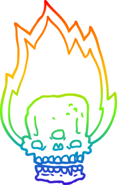 gökkuşağı gradyan çizimi korkunç bir karikatür alevli kafatası bir insan tarafından çizilmiş