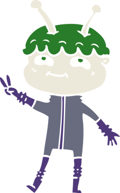 Bir insan tarafından çizilmiş düz renkli çizgi film uzay adamı.