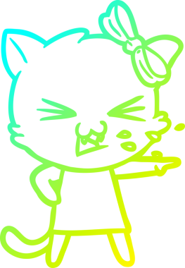 Bir insan tarafından çizilen çizgi film kedisinin soğuk gradyan çizgisi.