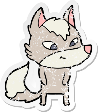 Bir insan tarafından çizilmiş dost canlısı bir kurdun sıkıntılı çıkartması.