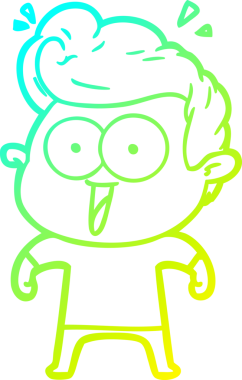 Bir insan tarafından çizilmiş, heyecanlı bir çizgi film çizimi.