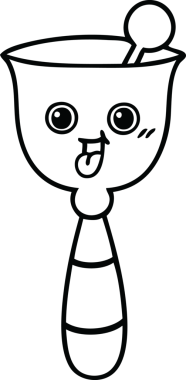 Bir insan tarafından çizilmiş okul çanının çizgi çizimi.