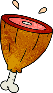 Bir insan tarafından çizilmiş jambon ekleminin el çizimi karikatürü.