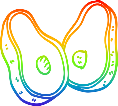 gökkuşağı gradyanı çizimi bir insan tarafından çizilmiş bir avokado çizgi filmi