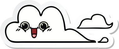 Bir insan tarafından çizilmiş şirin bir karikatür bulutunun çıkartması.