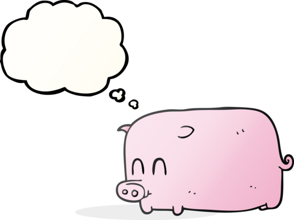 Bir insan tarafından çizilmiş serbest çizim balon çizgi film domuzu.