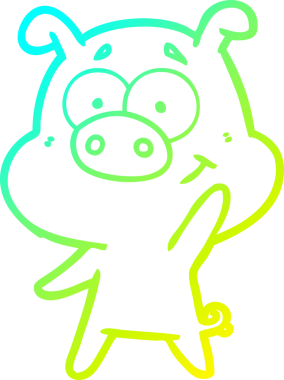 Bir insan tarafından çizilmiş mutlu çizgi film domuzu çizimi.