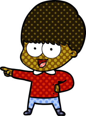 Bir insan tarafından çizilmiş mutlu çizgi film çocuğu.