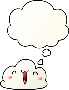 Düşünce baloncuğu olan karikatür bulutu bir insan tarafından çizilmiş.