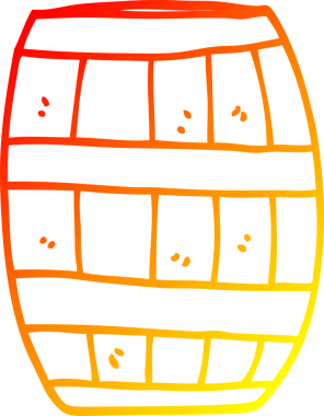 Bir insan tarafından çizilmiş çizgi film fıçısının sıcak gradyan çizgisi.