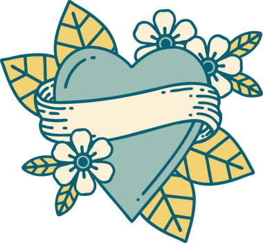 Bir insan tarafından çizilmiş kalp ve bayrağın ikonik dövme şekli