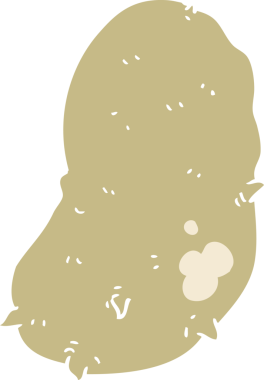 Bir insan tarafından çizilmiş patatesin düz renk çizimi