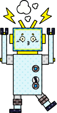 bir insan tarafından çizilmiş bir robotun çizgi roman tarzı