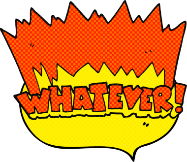 El yazısıyla çizilmiş çizgi roman konuşma balonu karikatürü, her neyse! Bir insan tarafından çizilmiş bağır