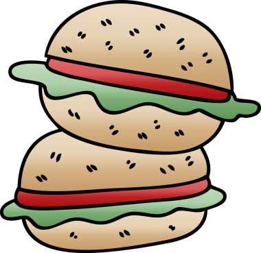 Bir insan tarafından çizilmiş gölgeli vejetaryen burger.