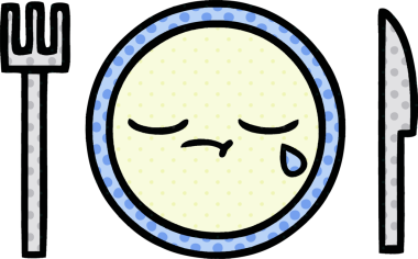 Bir insan tarafından çizilmiş yemek tabağının çizgi romanı.