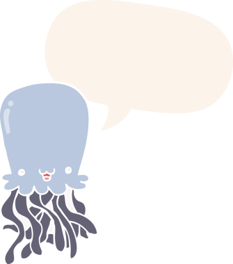 bir insan tarafından çizilmiş eski usul konuşma baloncuklu ahtapot çizgi filmi