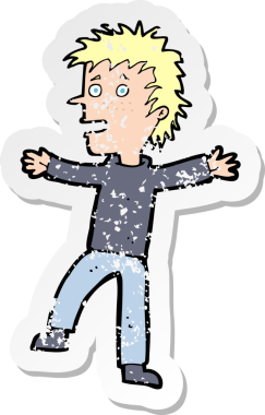 Bir insan tarafından çizilmiş mutlu bir adamın karikatür yapıştırması.