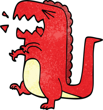 Bir insan tarafından çizilmiş kükreyen dinozor karalaması.