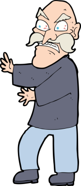 Bir insan tarafından çizilmiş kızgın yaşlı bir adam.