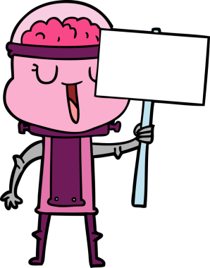 Bir insan tarafından çizilmiş mutlu çizgi film robotu.