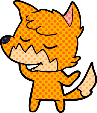 Bir insan tarafından çizilmiş dost canlısı çizgi film tilkisi