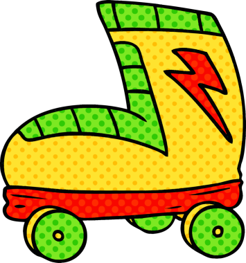 Bir insan tarafından çizilmiş el çizimi karikatür paten çizimi.