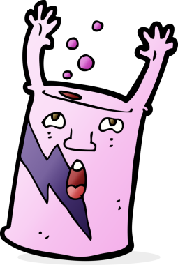 Bir insan tarafından çizilmiş bir soda kutusu karakteri.