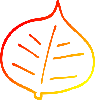 Bir insan tarafından çizilen çizgi film yaprağının sıcak gradyan çizimi