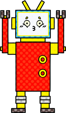 bir insan tarafından çizilmiş bir robotun çizgi roman tarzı