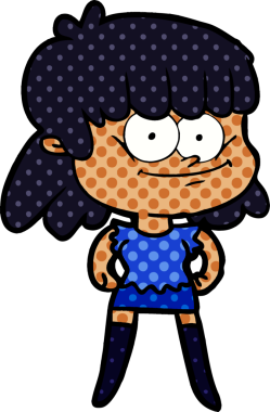 Bir insan tarafından çizilmiş gülümseyen bir kadın.