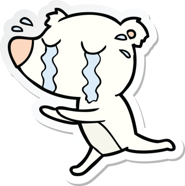 Bir insan tarafından çizilmiş ağlayan kutup ayısının çıkartması.