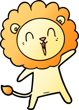 Bir insan tarafından çizilmiş gülen aslan çizgi filmi.