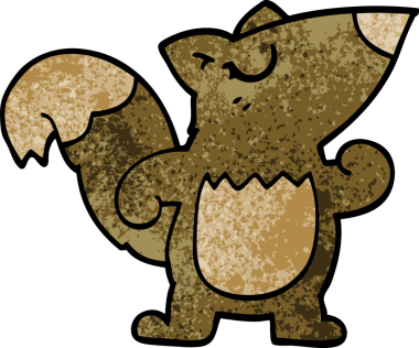 Bir insan tarafından çizilmiş kendine güvenen bir sincap.