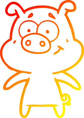 Bir insan tarafından çizilmiş mutlu çizgi film domuzu çizimi.