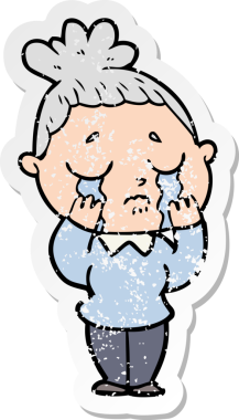 Bir insan tarafından çizilmiş, ağlayan bir karikatür çıkartması.